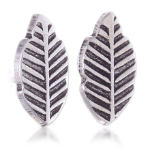 Load image into Gallery viewer, Leaf-Shaped Oxidized Polished Sterling Silver Stud Earrings - Classic Leaves | NOVICA