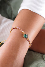 Load image into Gallery viewer, Natural Rhodonite Beaded Bracelet with Green Flower Pendant - Flower of Emotion | NOVICA