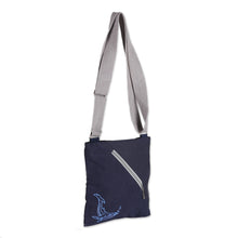 Load image into Gallery viewer, Blue Whale-Themed Cotton Sling Bag with Adjustable Strap - Blue Whale | NOVICA