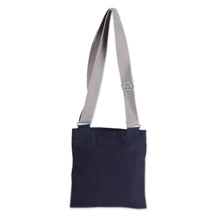 Load image into Gallery viewer, Blue Whale-Themed Cotton Sling Bag with Adjustable Strap - Blue Whale | NOVICA