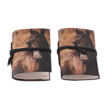 Load image into Gallery viewer, Horse-Inspired 50-Page Handmade Paper Mini-Journal Pair - Galloping Memories | NOVICA