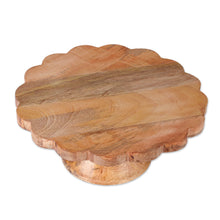 Load image into Gallery viewer, Spring-Inspired Hand-Carved Mango Wood Cake Stand from India - Bouquet of Sweets | NOVICA