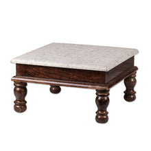 Load image into Gallery viewer, Traditional Spring-Themed Mango Wood and Brass Chowki Table - Palace in Heaven | NOVICA