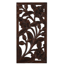 Load image into Gallery viewer, Spring-Themed Polished Rectangular Mango Wood Relief Panel - Primaveral Portrait | NOVICA