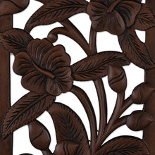 Load image into Gallery viewer, Spring-Themed Polished Rectangular Mango Wood Relief Panel - Primaveral Portrait | NOVICA