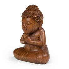 Load image into Gallery viewer, Artisan-Made Polished Suar Wood Buddha Sculpture from Bali - Buddha Curls | NOVICA