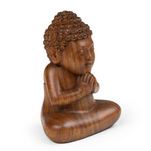 Load image into Gallery viewer, Artisan-Made Polished Suar Wood Buddha Sculpture from Bali - Buddha Curls | NOVICA