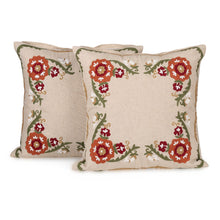 Load image into Gallery viewer, Pair of Embroidered Cotton Cushion Covers with Floral Theme - Floral Symphony | NOVICA