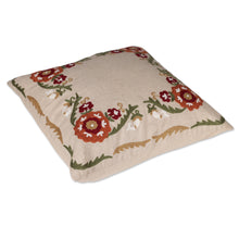 Load image into Gallery viewer, Pair of Embroidered Cotton Cushion Covers with Floral Theme - Floral Symphony | NOVICA