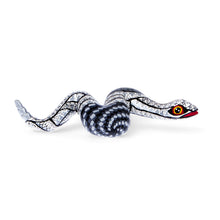 Load image into Gallery viewer, Snake Wood Alebrije-Style Sculpture in White Grey and Black - Enchanting Snake | NOVICA
