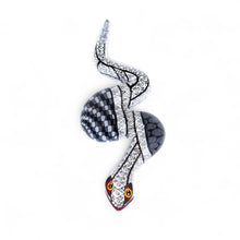 Load image into Gallery viewer, Snake Wood Alebrije-Style Sculpture in White Grey and Black - Enchanting Snake | NOVICA