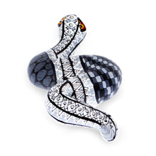 Load image into Gallery viewer, Snake Wood Alebrije-Style Sculpture in White Grey and Black - Enchanting Snake | NOVICA