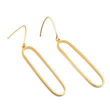 Load image into Gallery viewer, Minimalist Oval-Shaped 18k Gold-Plated Dangle Earrings - Minimalist Silhouettes | NOVICA