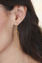 Load image into Gallery viewer, Minimalist Oval-Shaped 18k Gold-Plated Dangle Earrings - Minimalist Silhouettes | NOVICA