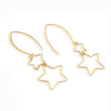 Load image into Gallery viewer, Interlinked Hollow Star-Themed Gold-Plated Dangle Earrings - Stars at Midnight | NOVICA