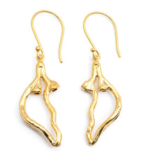 Load image into Gallery viewer, Abstract Half Heart-Themed 18k Gold-Plated Dangle Earrings - Pieces of My Heart | NOVICA