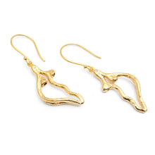 Load image into Gallery viewer, Abstract Half Heart-Themed 18k Gold-Plated Dangle Earrings - Pieces of My Heart | NOVICA
