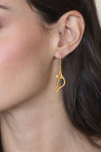 Load image into Gallery viewer, Abstract Half Heart-Themed 18k Gold-Plated Dangle Earrings - Pieces of My Heart | NOVICA