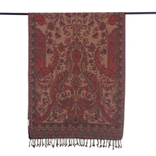 Load image into Gallery viewer, Reversible Jamawar Wool Shawl with Peacock and Paisley Theme - Timeless Luxury | NOVICA