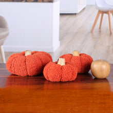 Load image into Gallery viewer, Set of 3 Wool and Wood Halloween Pumpkin Decorative Accents - Pumpkin Charm | NOVICA