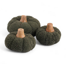 Load image into Gallery viewer, Set of 3 Wool and Wood Green Halloween Pumpkin Home Accents - Pumpkin Delight | NOVICA