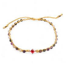 Load image into Gallery viewer, Gold-Accented Tourmaline and Recycled Glass Macrame Bracelet - Be Brave | NOVICA