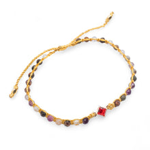 Load image into Gallery viewer, Gold-Accented Tourmaline and Recycled Glass Macrame Bracelet - Be Brave | NOVICA