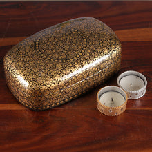 Load image into Gallery viewer, Golden Black-Hued Papier Mache Wood Leaf Decorative Box - Twilight Vine | NOVICA