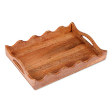 Load image into Gallery viewer, Hand-Carved Small-Sized Wavy Mango Wood Tray from India - Wavy Taste | NOVICA
