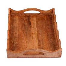 Load image into Gallery viewer, Hand-Carved Small-Sized Wavy Mango Wood Tray from India - Wavy Taste | NOVICA