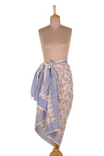 Load image into Gallery viewer, Floral and Vine-Themed Hand-Block Printed Cotton Sarong - Fabulous Foliage | NOVICA