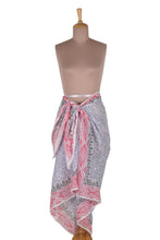 Load image into Gallery viewer, Hand-Block Printed Cotton Sarong with Floral and Leaf Theme - Gorgeous Garden | NOVICA