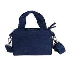 Load image into Gallery viewer, Capri Blue Cotton Corduroy Sling Bag with Removable Strap - Chic Capri Blue | NOVICA