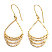 Load image into Gallery viewer, Crescent-Inspired Modern Gold-Plated Brass Dangle Earrings - Layered Crescent | NOVICA