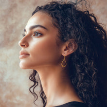Load image into Gallery viewer, Circle-Themed Modern 18k Gold-Plated Brass Dangle Earrings - Shiny Circles | NOVICA