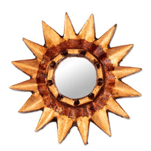 Load image into Gallery viewer, Sun-Shaped Antiqued Bronze-Gilded Mirrored Wood Wall Accent - Resplendent Sun | NOVICA