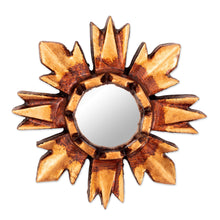 Load image into Gallery viewer, Sun-Themed Bronze-Gilded Small Mirrored Wood Wall Accent - Mystic Sun | NOVICA
