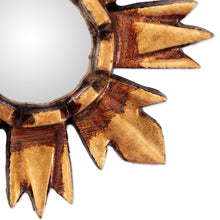 Load image into Gallery viewer, Sun-Themed Bronze-Gilded Small Mirrored Wood Wall Accent - Mystic Sun | NOVICA