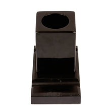 Load image into Gallery viewer, Handcrafted Marble Pencil Phone and Card Holder in Black - Essentials in Place | NOVICA