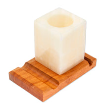 Load image into Gallery viewer, Marble Wood Pencil Phone and Card Holder for Office or Home - Everything in Place | NOVICA