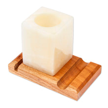 Load image into Gallery viewer, Marble Wood Pencil Phone and Card Holder for Office or Home - Everything in Place | NOVICA