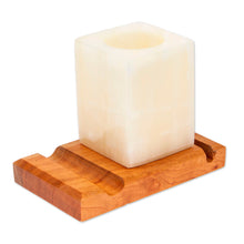 Load image into Gallery viewer, Marble Wood Pencil Phone and Card Holder for Office or Home - Everything in Place | NOVICA