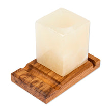 Load image into Gallery viewer, Marble Wood Pencil Holder with Slots for Phone and Cards - All in Place | NOVICA