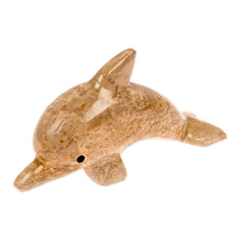 Load image into Gallery viewer, Hand-Carved Dolphin-Shaped Earthy-Toned Marble Figurine - Earth Fins | NOVICA