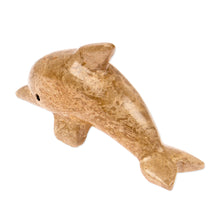 Load image into Gallery viewer, Hand-Carved Dolphin-Shaped Earthy-Toned Marble Figurine - Earth Fins | NOVICA