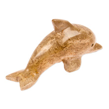Load image into Gallery viewer, Hand-Carved Dolphin-Shaped Earthy-Toned Marble Figurine - Earth Fins | NOVICA