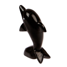 Load image into Gallery viewer, Inspirational Dolphin-Themed Dark-Palette Marble Figurine - Mystic Sea | NOVICA
