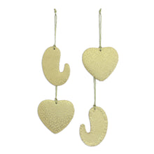 Load image into Gallery viewer, Set of 4 Heart and Paisley-Shaped Fabric Christmas Ornaments - Hearts and Paisleys | NOVICA