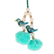 Load image into Gallery viewer, 4 Bird-Themed Wood Beaded Ornaments with Acrylic Pom-Poms - Songs for the Holidays | NOVICA