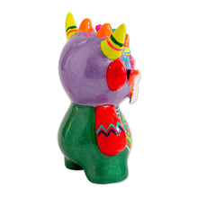 Load image into Gallery viewer, Folk Art Hand-Painted Ceramic Figurine from Peru - La Diablada | NOVICA